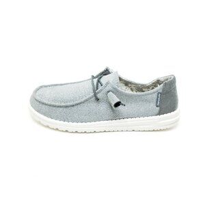 Hey Dude Wendy Flat Loafer Lace Sparkling Grey Shie Womens US 8